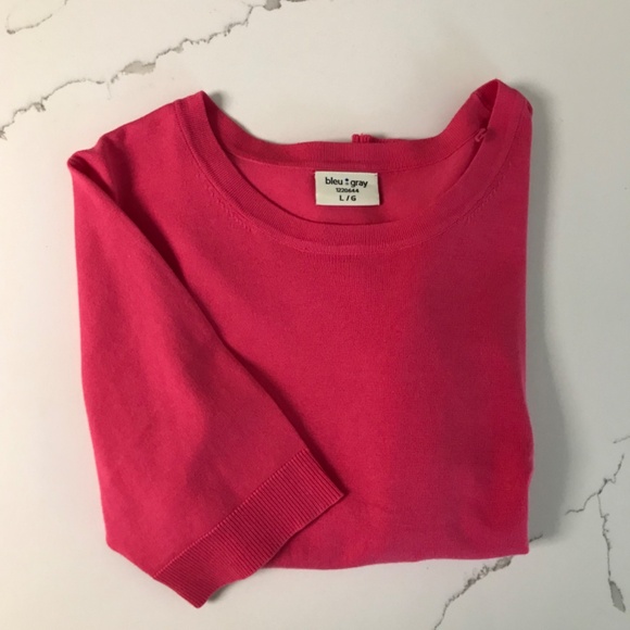 Bleu Gray Women’s  Pink Short Sleeve Summer knit Sweater US L - Picture 5 of 5